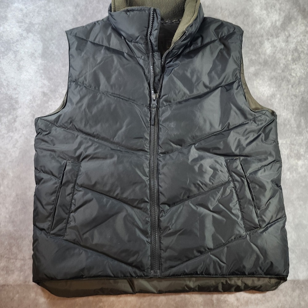 Springfield Mens L Grey Puffer Vest Graphic Lined Quilted Full Zip Streetwear